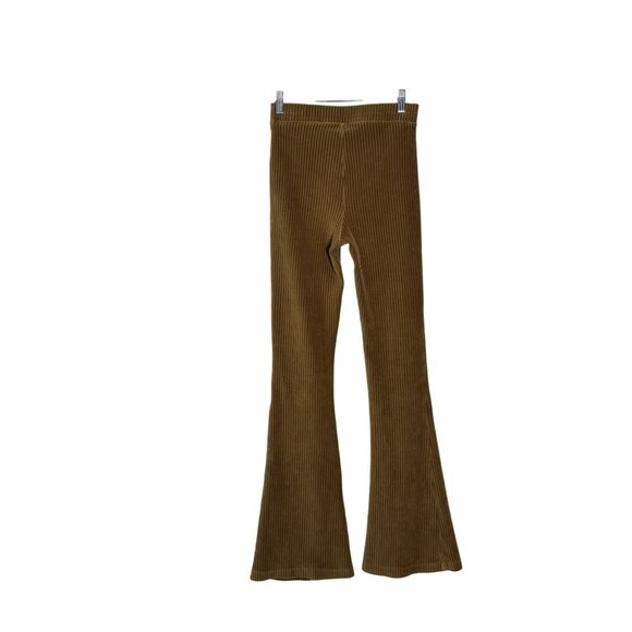 Aerie Golden Brown Corduroy Flare Pants S Long High Waisted Stretchy Comfortable - Picture 2 of 11